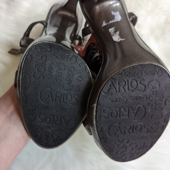 Carlos by Carlos Hamptons Santana Silver Pewter T Strap Stiletto Sandal Sz 7 - Picture 4 of 9